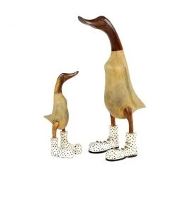 Grayson Lane Set of 2 17-in, 11-in Brown Coastal Duck Sculpture - Bamboo