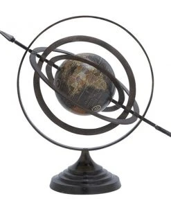 Grayson Lane 17-in x 19-in Industrial Globe - Black Aluminum