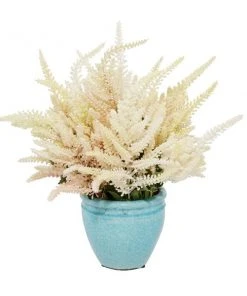 Grayson Lane 17-in x 17-in Natural Artificial Foliage - Cream Plastic and Ceramic