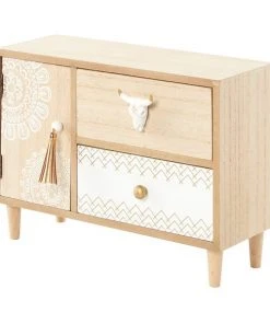 Grayson Lane 8-in x 12-in Eclectic Jewelry Box - Light Brown Wood