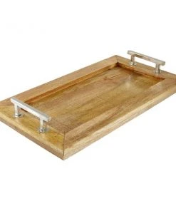 Grayson Lane 3-in x 22-in x 12-in Rustic Tray - Dark Brown Mango Wood