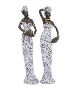 Grayson Lane Set of 2 13-in x 3-in Eclectic Sculptures - Multi Poly Stone