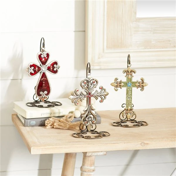 Grayson Lane Set of 3 7-in x 5-in Traditional Crosses - Multi Coloured Metal 2 Grayson Lane Set of 3 7-in x 5-in Traditional Crosses - Multi Coloured Metal - Image 2