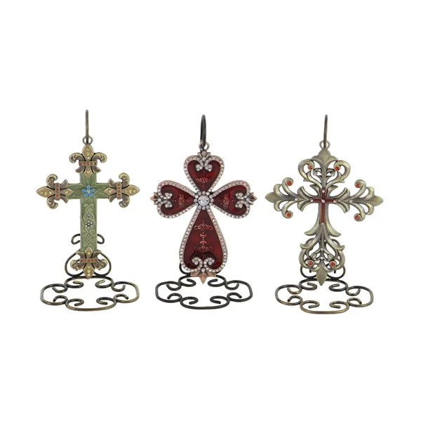 Grayson Lane Set of 3 7-in x 5-in Traditional Crosses - Multi Coloured Metal 5 Grayson Lane Set of 3 7-in x 5-in Traditional Crosses - Multi Coloured Metal - Image 5