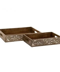 Grayson Lane Set of 2 18-in, 15-in Traditional Tray - Brown Mango Wood 9 Grayson Lane Set of 2 18-in, 15-in Traditional Tray - Brown Mango Wood -GRAYSON LANE shop 330861630 AlternateImage4 l