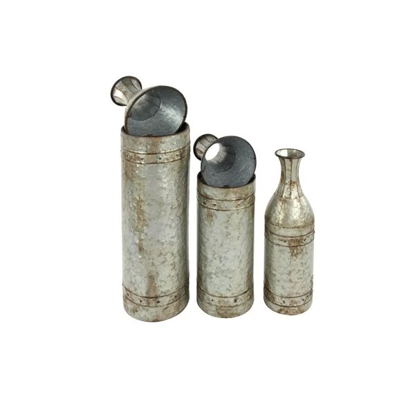 Grayson Lane Set of 3 43-in, 33-in, 25-in Farmhouse Vase - Grey Metal 5 Grayson Lane Set of 3 43-in, 33-in, 25-in Farmhouse Vase - Grey Metal - Image 5