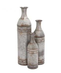 Grayson Lane Set of 3 43-in, 33-in, 25-in Farmhouse Vase - Grey Metal