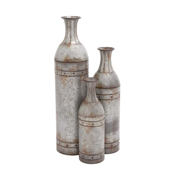 Grayson Lane Set of 3 43-in, 33-in, 25-in Farmhouse Vase - Grey Metal 1 Grayson Lane Set of 3 43-in, 33-in, 25-in Farmhouse Vase - Grey Metal