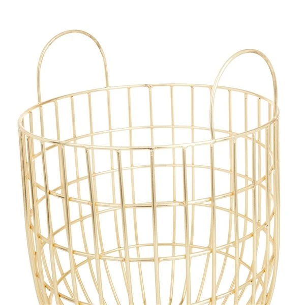 Grayson Lane Set of 2 17-in x 11-in Contemporary Storage Baskets - Gold Iron 4 Grayson Lane Set of 2 17-in x 11-in Contemporary Storage Baskets - Gold Iron - Image 4