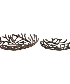 Grayson Lane Set of 2 15-in, 12-in Coastal Tray - Black Aluminum
