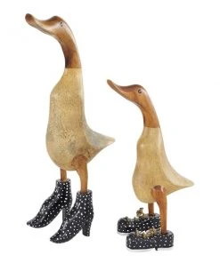 Grayson Lane Set of 2 17-in, 12-in Brown Coastal Duck Sculpture - Bamboo