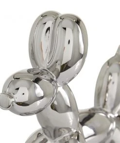 Grayson Lane Set of 2 7-in, 9-in Silver Contemporary Dog Sculpture - Porcelain -GRAYSON LANE shop 330861661 AlternateImage2 l