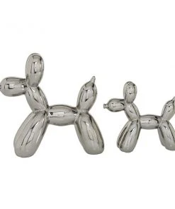 Grayson Lane Set of 2 7-in, 9-in Silver Contemporary Dog Sculpture - Porcelain -GRAYSON LANE shop 330861661 AlternateImage3 l