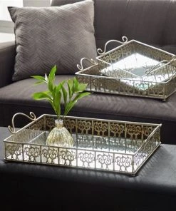 Grayson Lane Set of 3 22-in, 19-in, 16-in Glam Tray - Silver Metal -GRAYSON LANE shop 330861686 AlternateImage1 l