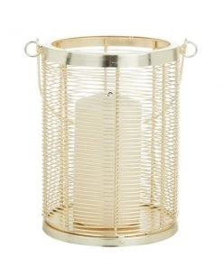 Grayson Lane 9-in x 8-in Glam Lantern - Gold Iron
