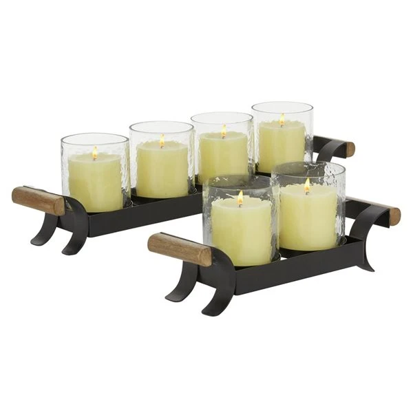 Grayson Lane Set of 2 12.75-in, 21.25-in Candle Holder - Black Metal 1 Grayson Lane Set of 2 12.75-in, 21.25-in Candle Holder - Black Metal