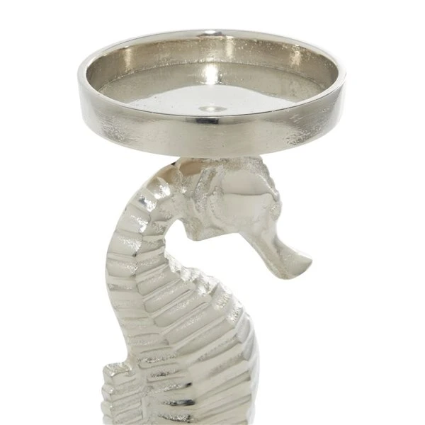 Grayson Lane Set of 2 18-in, 14-in Coastal Candle Holder - Silver Aluminum 3 Grayson Lane Set of 2 18-in, 14-in Coastal Candle Holder - Silver Aluminum - Image 3