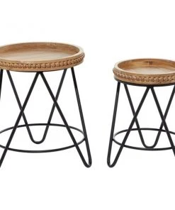 Grayson Lane Set of 2 19-in, 22-in Modern Accent Table - Brown Metal