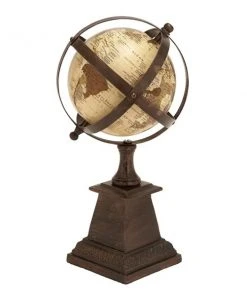 Grayson Lane 12-in x 6-in Industrial Globe - Brown Aluminum