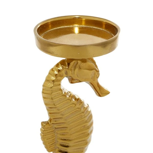 Grayson Lane Set of 2 18-in, 14-in Coastal Candle Holder - Gold Aluminum 4 Grayson Lane Set of 2 18-in, 14-in Coastal Candle Holder - Gold Aluminum - Image 4