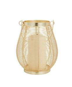 Grayson Lane 9-in x 7-in Glam Lantern - Gold Iron