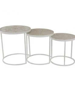 Grayson Lane Set of 3 16-in, 18-in, 20-in Farmhouse Accent Table - Cream Wood