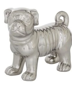 Grayson Lane 7-in x 7-in Glam Sculpture - Silver Porcelain Dog