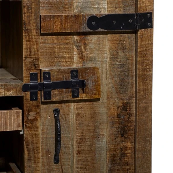 Grayson Lane 42 In. x 37 In. Rustic Wine Storage - Brown Mango Wood 3 Grayson Lane 42 In. x 37 In. Rustic Wine Storage - Brown Mango Wood - Image 3