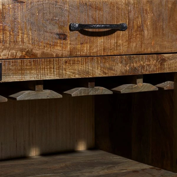 Grayson Lane 42 In. x 37 In. Rustic Wine Storage - Brown Mango Wood 4 Grayson Lane 42 In. x 37 In. Rustic Wine Storage - Brown Mango Wood - Image 4