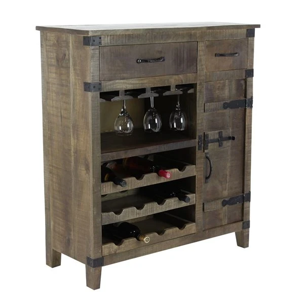 Grayson Lane 42 In. x 37 In. Rustic Wine Storage - Brown Mango Wood 1 Grayson Lane 42 In. x 37 In. Rustic Wine Storage - Brown Mango Wood