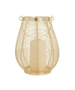 Grayson Lane 11-in x 8-in Glam Lantern - Gold Iron