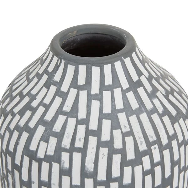 Grayson Lane Set of 2 13-in x 6-in Modern Vases - Grey Stoneware 3 Grayson Lane Set of 2 13-in x 6-in Modern Vases - Grey Stoneware - Image 3