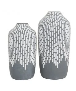 Grayson Lane Set of 2 13-in x 6-in Modern Vases - Grey Stoneware