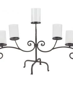 Grayson Lane 21-in x 36-in Country Cottage Candlestick Holders -Black Iron
