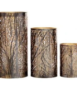 Grayson Lane Set of 3 12-in, 9-in, 5-in Brown Eclectic Lantern - Metal