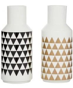 Grayson Lane Set of 2 5-in x 12-in Contemporary Vase - White Dolomite