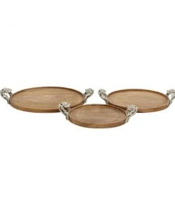 Grayson Lane Set of 3 13-in, 15-in, 17-in Farmhouse Tray - Brown Mango Wood