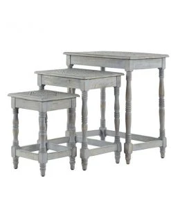 Grayson Lane Set of 3 24-in, 21-in, 16-in Eclectic Accent Table - Grey Mango Wood