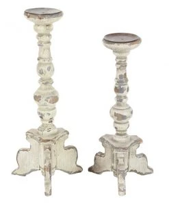 Grayson Lane Set of 2 20-in, 17-in Vintage Candle Holder - White Wood -GRAYSON LANE shop 330861784 AlternateImage5 l