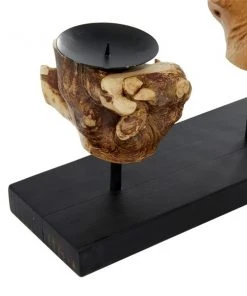 Grayson Lane 12-in x 18-in Natural Candlestick Holders -Black Teak Wood -GRAYSON LANE shop 330861789 AlternateImage4 l