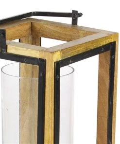 Grayson Lane 22-in x 8-in Traditional Candle Holder Lantern - Natural Brown Mango Wood -GRAYSON LANE shop 330861790 AlternateImage3 l
