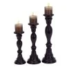 Grayson Lane Set of 3 18-in, 15-in, 12-in Farmhouse Candle Holder - Black Mango Wood