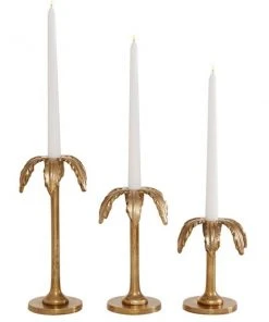 Grayson Lane Set of 3 10-in, 8-in, 6-in Glam Candle Holder - Gold Aluminum