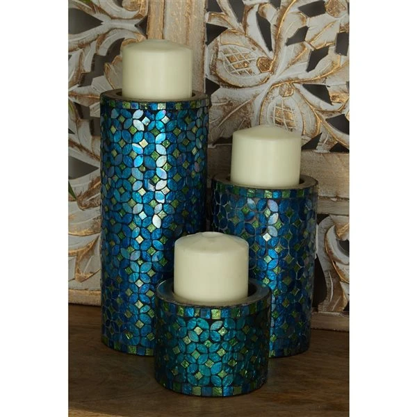 330861802_AlternateImage1_l.jpg Grayson Lane Set of 3 10-in, 7-in, 4-in Glam Candle Holder - Turquoise Metal -GRAYSON LANE shop 330861802 AlternateImage1 l