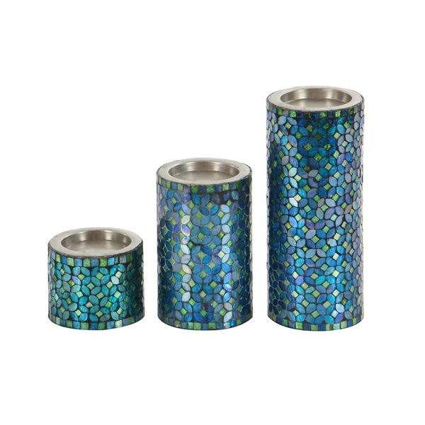 330861802_AlternateImage5_l.jpg Grayson Lane Set of 3 10-in, 7-in, 4-in Glam Candle Holder - Turquoise Metal -GRAYSON LANE shop 330861802 AlternateImage5 l