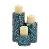 Grayson Lane Set of 3 10-in, 7-in, 4-in Glam Candle Holder - Turquoise Metal