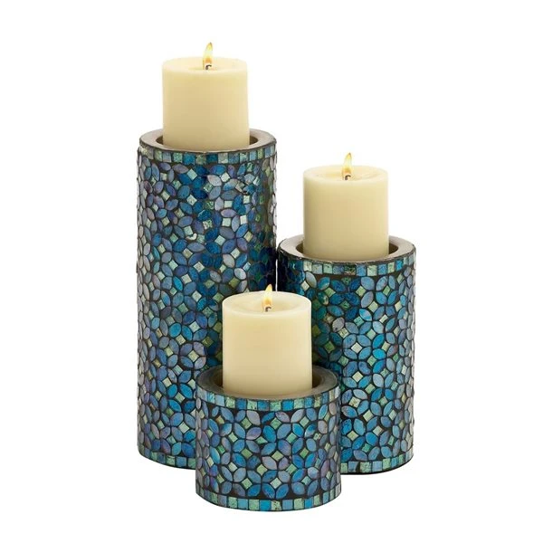 330861802_MainImage_001_l.jpg Grayson Lane Set of 3 10-in, 7-in, 4-in Glam Candle Holder - Turquoise Metal -GRAYSON LANE shop 330861802 MainImage 001 l