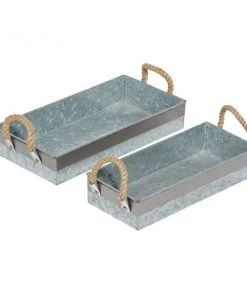 Grayson Lane Set of 2 16-in, 14-in Farmhouse Tray - Grey Metal 9 Grayson Lane Set of 2 16-in, 14-in Farmhouse Tray - Grey Metal -GRAYSON LANE shop 330861806 AlternateImage5 l
