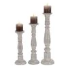 Grayson Lane Set of 3 21-in, 17-in, 15-in Traditional Candle Holder - White Mango Wood