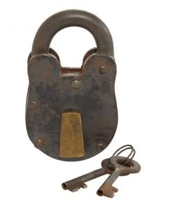 Grayson Lane 7-in x 4-in Industrial Lock and Key - Brass Grey/Silver